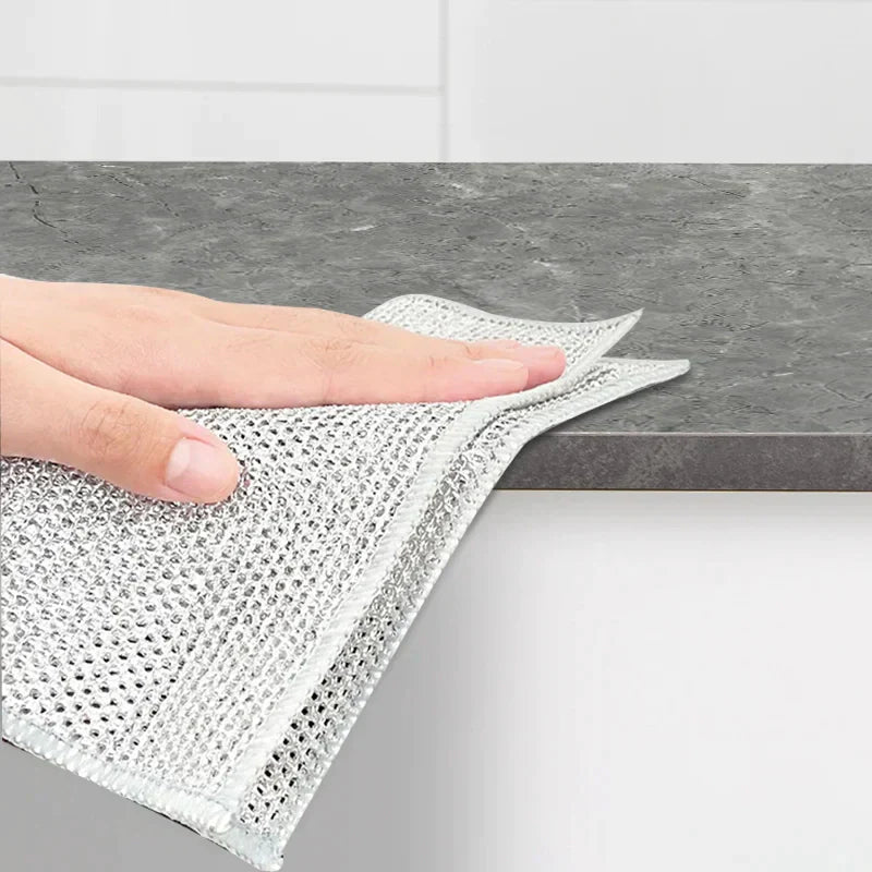 Paquete de 5 paños de limpieza dobles de acero inoxidable