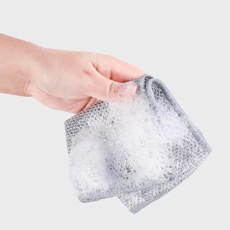 Paquete de 5 paños de limpieza dobles de acero inoxidable