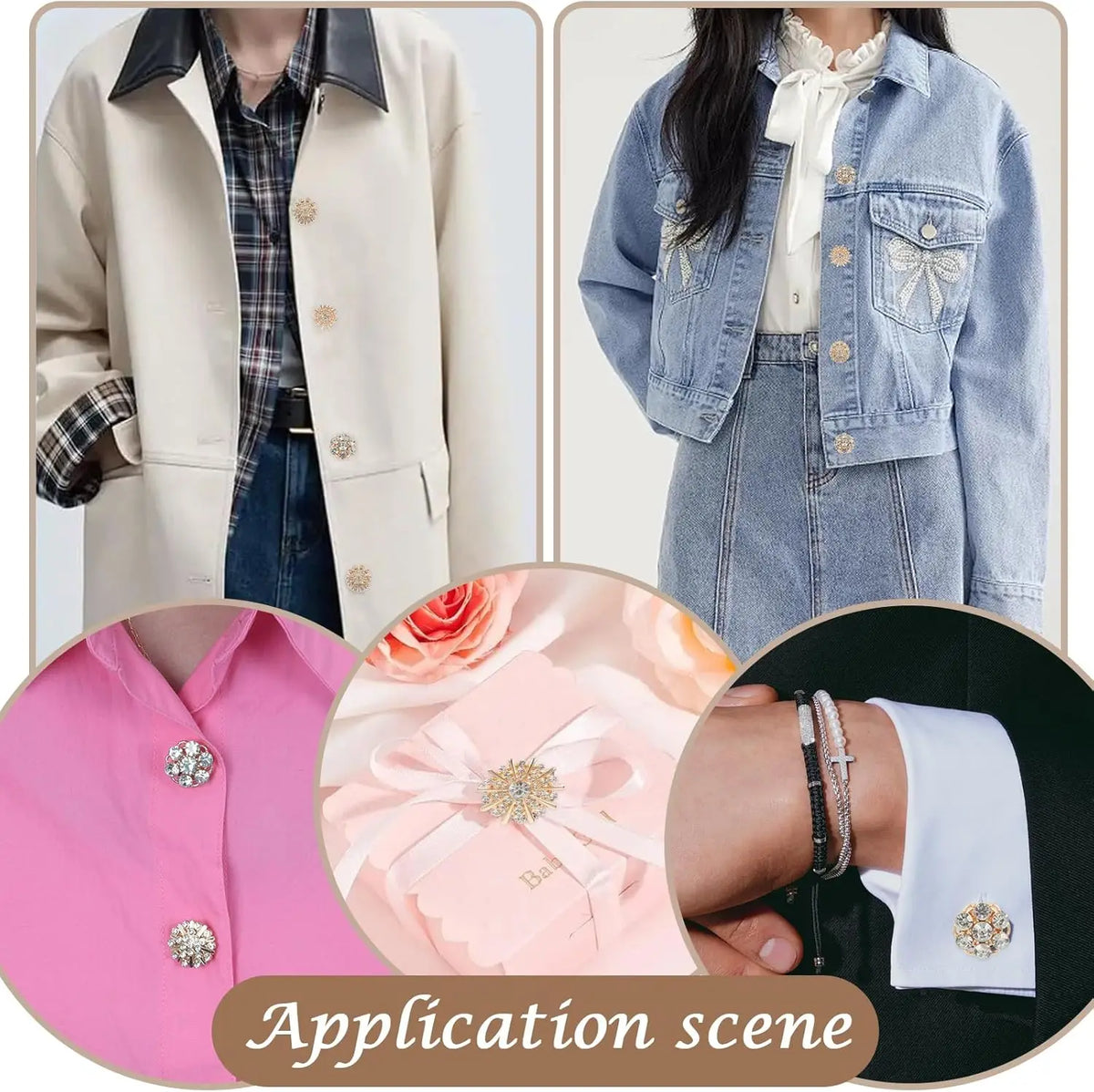Crystal Pearl Button Covers Detachable Clip-On Shirt Coat Decorative Buttons Sewing Button for DIY Blouses Clothing Women Men