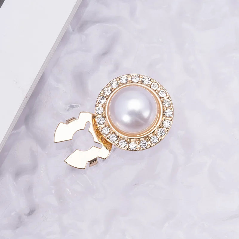 Crystal Pearl Button Covers Detachable Clip-On Shirt Coat Decorative Buttons Sewing Button for DIY Blouses Clothing Women Men