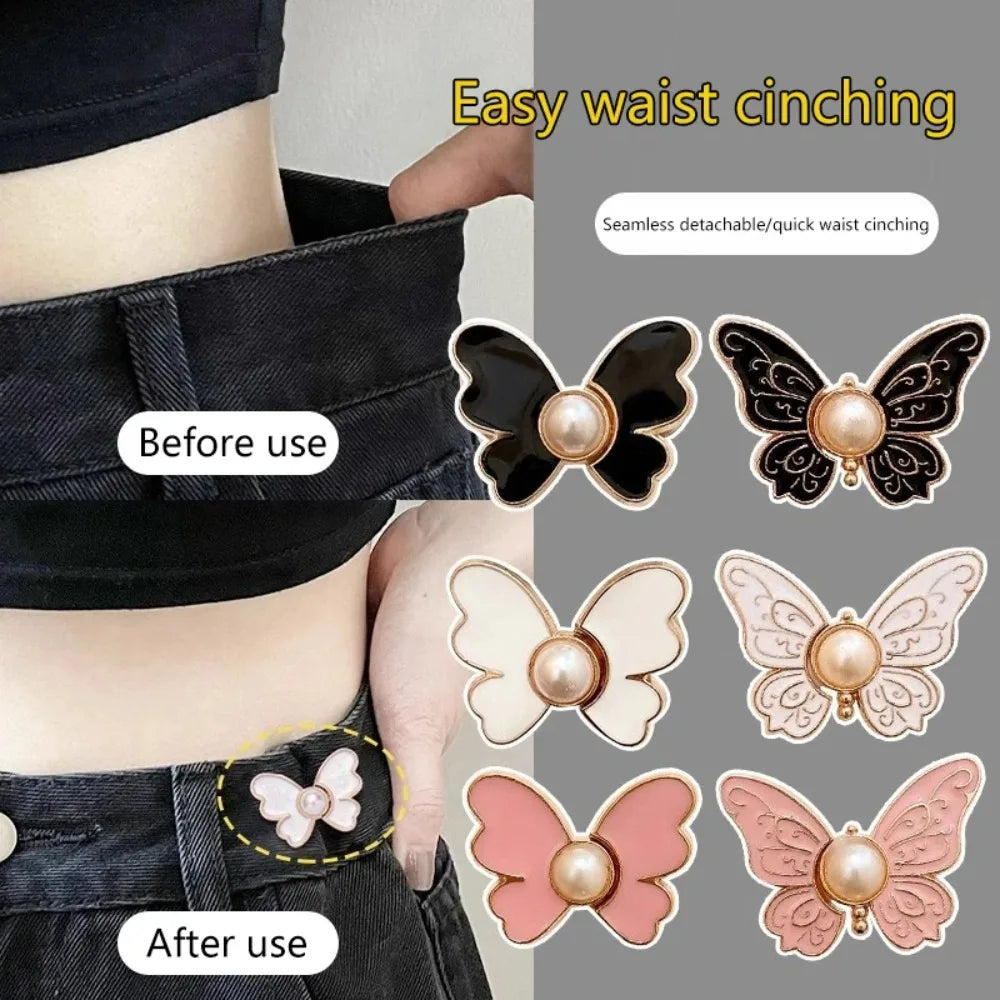 Butterfly Jeans Button Adjustable Clips For Pant Skirts Waist Tightener Buckle Snap Button Pants Pin Retractable Button Adjuster