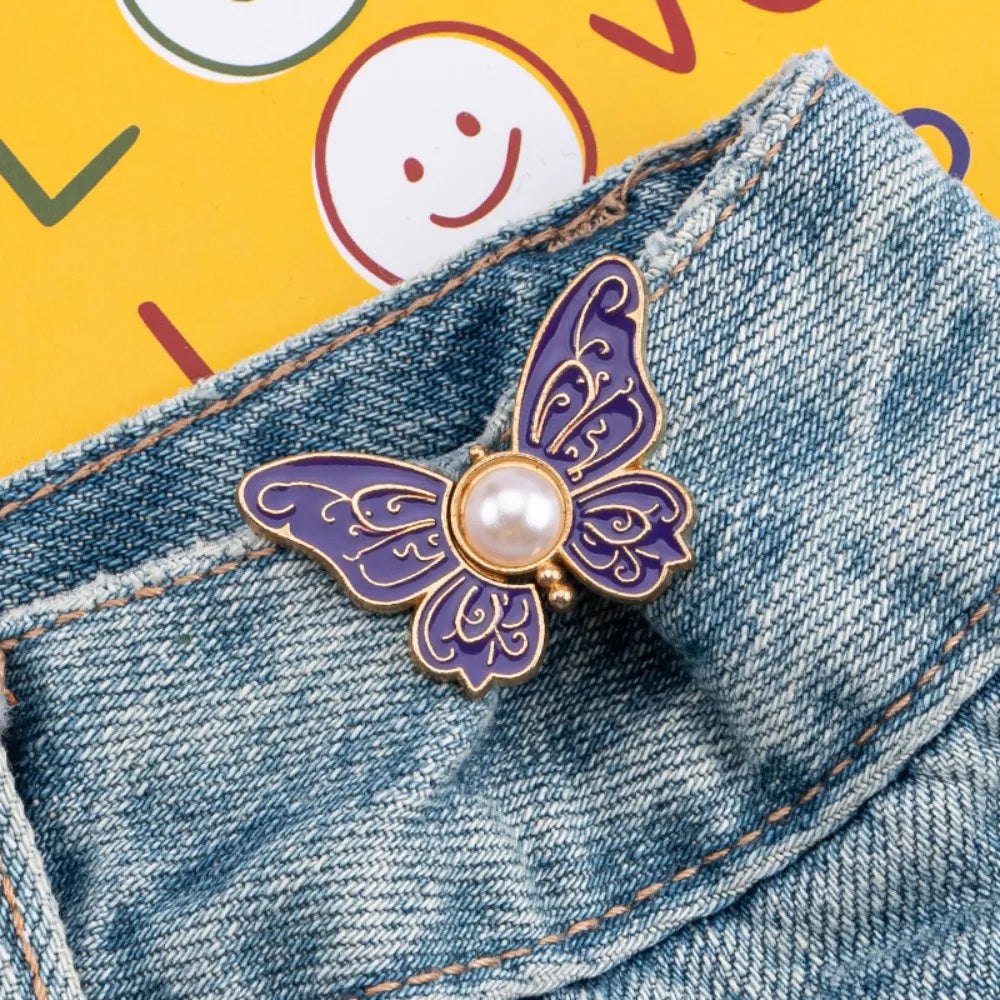 Butterfly Jeans Button Adjustable Clips For Pant Skirts Waist Tightener Buckle Snap Button Pants Pin Retractable Button Adjuster