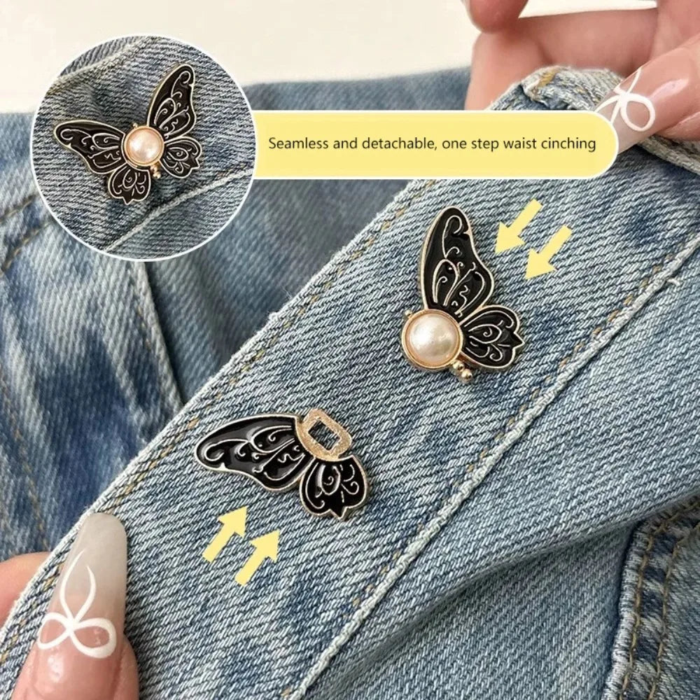 Butterfly Jeans Button Adjustable Clips For Pant Skirts Waist Tightener Buckle Snap Button Pants Pin Retractable Button Adjuster