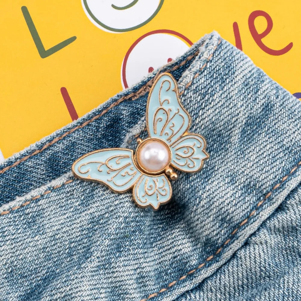 Butterfly Jeans Button Adjustable Clips For Pant Skirts Waist Tightener Buckle Snap Button Pants Pin Retractable Button Adjuster