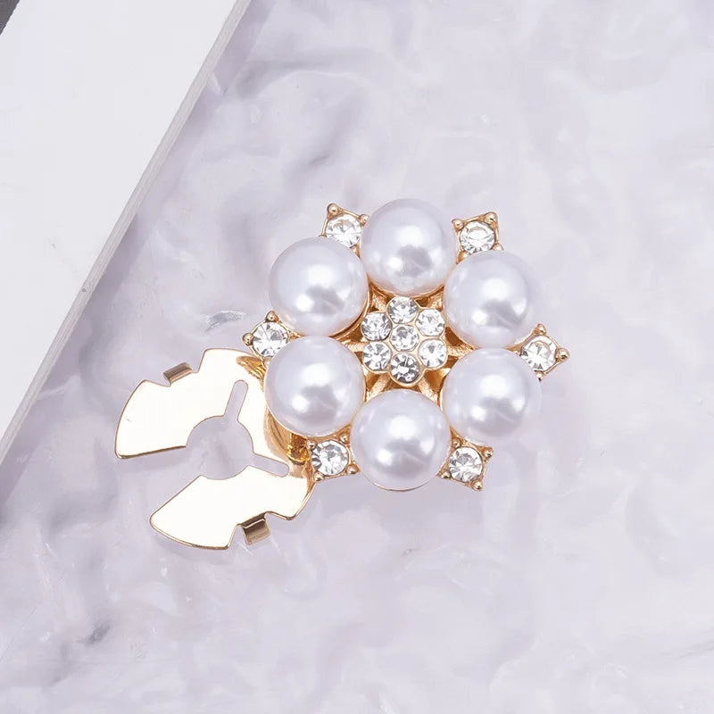 Crystal Pearl Button Covers Detachable Clip-On Shirt Coat Decorative Buttons Sewing Button for DIY Blouses Clothing Women Men
